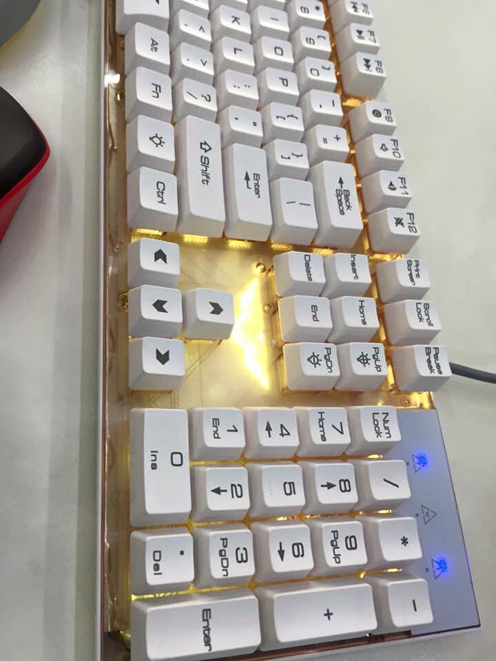 Bàn phím giả cơ Newmen GM150  USB - GAMING Trắng Xanh