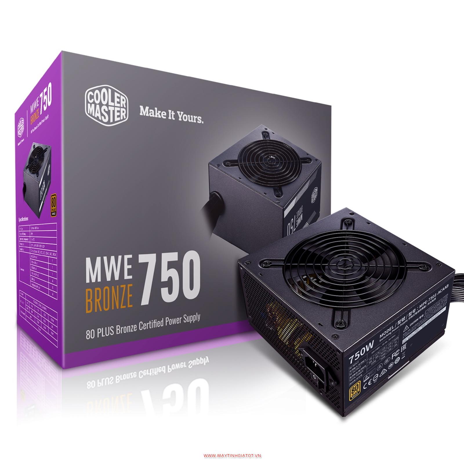 Nguồn Cooler Master MWE Bronze V2/V3 750w (80 Plus Bronze/Màu Đen)